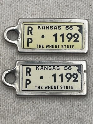 DAV Kansas 1956 License Plate Tag Keychain Disabled Veterans Lot Of 2 - Image 1 of 4