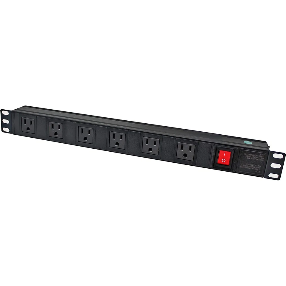 Electriduct 19 Inch 1U Rack Mount 6 Outlet Power Strip - Image 1 of 1