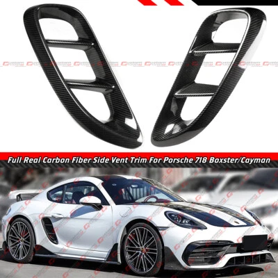 Borde de admisión de ventilación lateral de fibra de carbono completo para Porsche 718 Cayman Boxster 16-25 Foto 1 de 4
