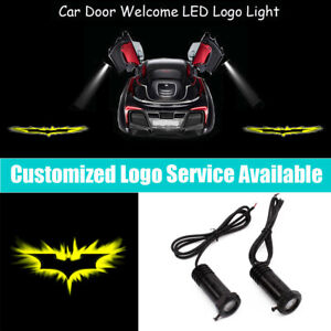 2x Yellow Black Dark Knight Batman Logo Car Door Welcome LED Light Projector