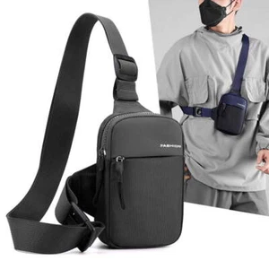 Small Sling Bag Mens Crossbody Bag Fanny Packs Casual Phone Chest Bag Waterproof - Picture 1 of 54