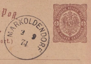 73047) MARKOLDENDORF nachverwendeter Preußen-Stempel LUXUS 1874 auf Postkarte - Picture 1 of 3