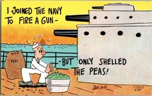 Vintage Postcard Comedy Military Navy Battleship Sailor Shelled Peas Kropp - Picture 1 of 2