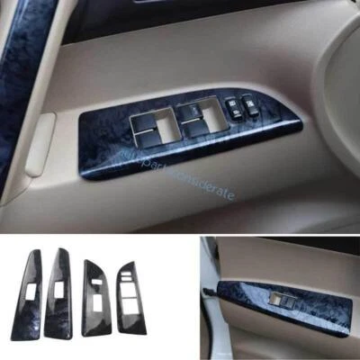 Cubierta de interruptor de bloqueo de ventana de grano de madera negra ABS para Toyota Highlander 2008-13 Foto 1 de 4