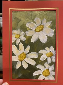 Daisy,flowers, 4/6 Hand Painted On Paper, Acrylic - Picture 1 of 8