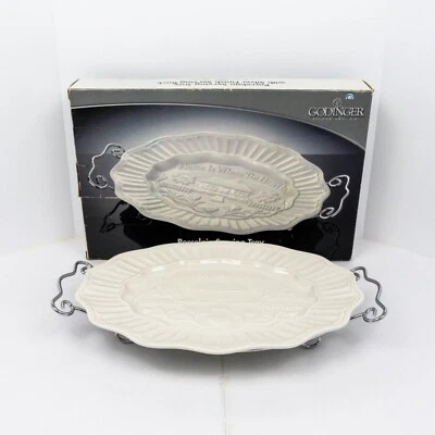 GODINGER Porcelain Serving Tray With Serving Rack Home is where the Heart Is - Image 1 of 4
