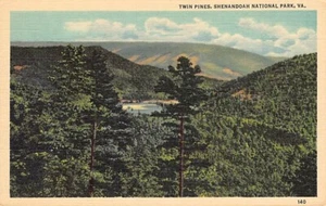 Postal VA: Twin Pines, Shenandoah NP, Virginia, lino, años 40 - Imagen 1 de 2