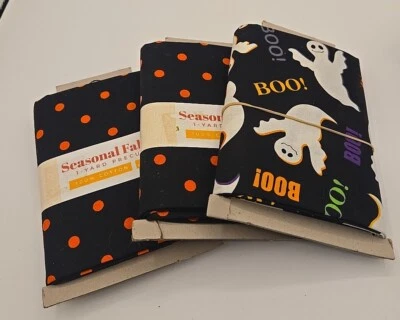 3 Packs 100% Cotton Fabric,      2 Orange Polka Dots  And 1 Ghost Boo 3 Yds Tota - Image 1 of 4