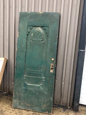 exclusivo c1820/30 sólido PESADO porta de entrada esculpida à mão pintura em grão 78/33/2”  - Imagem 1 de 4