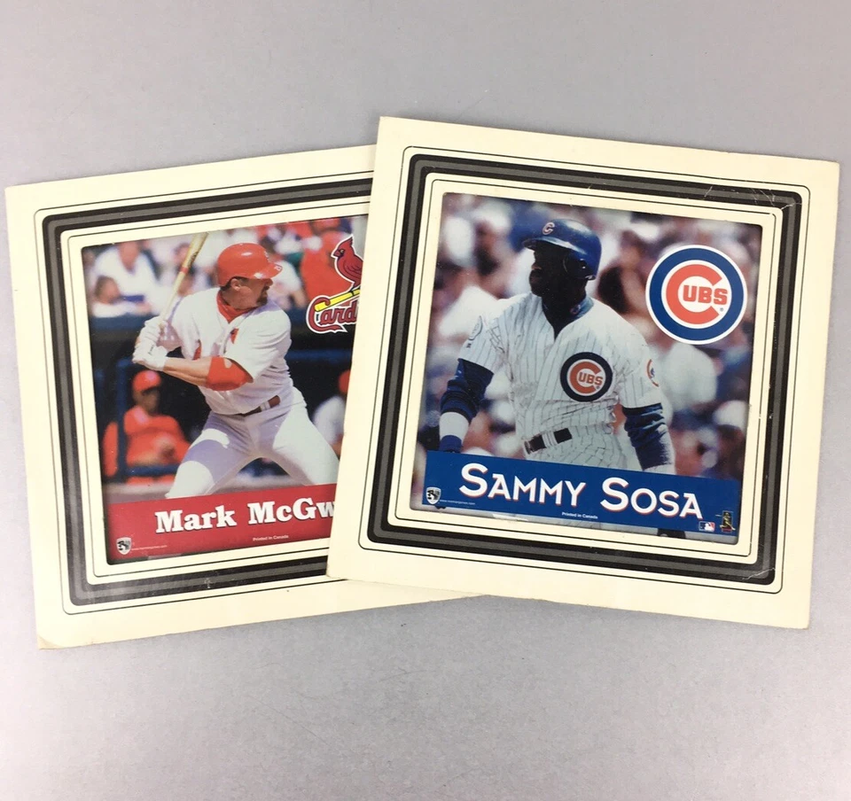 Impresiones bajo vidrio Sammy Sosa & Mark McGwire Home Run Champions 5 1/2" raras Foto 1 de 4