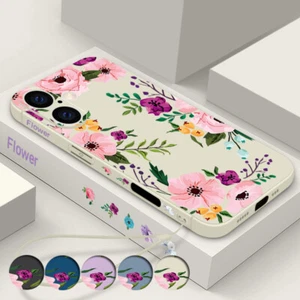 Case For iPhone 16 15 14 Pro Max 16e 13 12 11 Wrist Strap Flower Silicone Cover - Picture 1 of 22