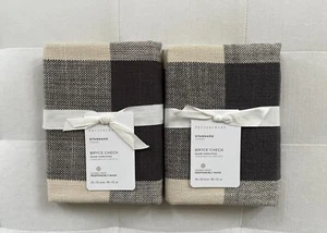 Pottery Barn BRYCE BUFFALO CHECK Standard Shams Set/2 Charcoal/Ivory NWT - Picture 1 of 3