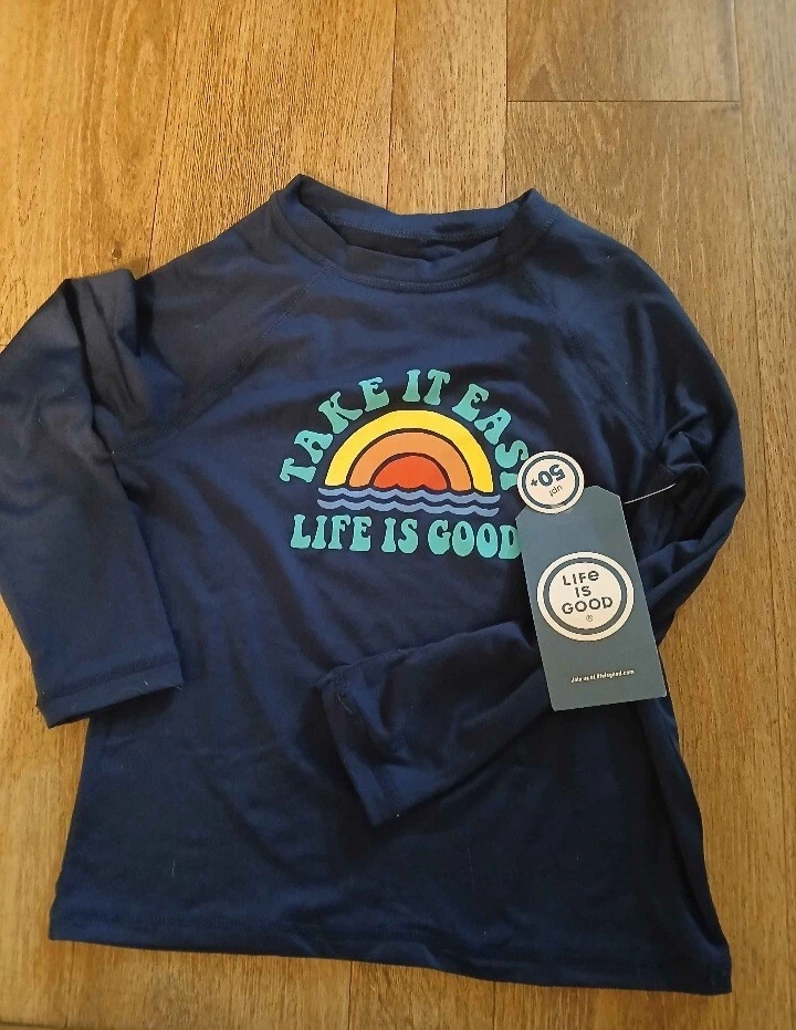 NWT LIFE IS GOOD UPF 50 Long sleeve Sun Shirt Rash guard KIDS Med          - Image 1 of 1
