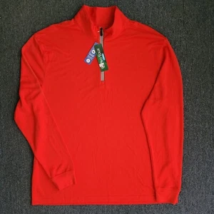 Men's Pro Tour Cool Play Mock Neck 1/4 Zip Outerwear Jacket Red Large - Picture 1 of 4