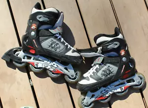 Boys Adjustable Roller Blades Sz 5-8 Black Red Gray Print Lace Up Buckle - Picture 1 of 12