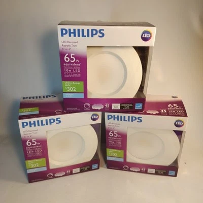 Philips LED Recessed Retrofit Trim Light 5" / 6" 10w / 65w New Daylight Lot (3) - Image 1 of 4