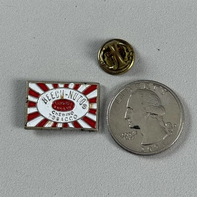 Vintage Beech Nuto Nut Choice Tobacco Leaf Logo Red White Pin Pinback #55108 - Image 1 of 2
