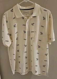 Club Room Herren Kurzarm Stretch Polo Hund/Hund Print Shirt Large Neu mit Etikett - Bild 1 von 11