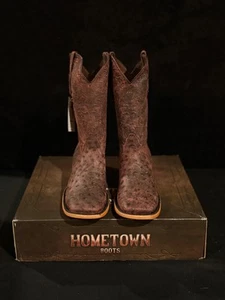 Moave Black Cherry Ostrich Print (Clone) Boots – Size 11 US / 30 MX - Picture 1 of 4