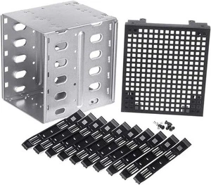5.25 Inch to 5 x 3.5 Inch SATA HDD Cage Rack Hard Drive Disk Enclosure Disk Tray - Picture 1 of 6