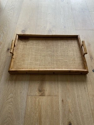 Bandeja de ratán de bambú vintage con asas Foto 1 de 4