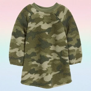 Vestido Sherpa Camuflado Cuello Redondo Azul Marino Antiguo Niñas Pequeñas Talla 12-18M, 3T, 4T o 5T - Imagen 1 de 1