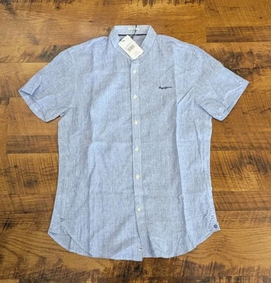 Pepe Jeans Prescot 551 Blue Mens Button Down Shirt Size Large NEW - Image 1 of 4