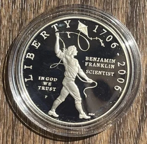 2006-P Benjamin Franklin Scientist Commemorative Silver Dollar Proof - Picture 1 of 10