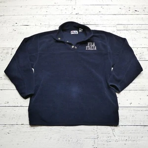 Vintage Fila Italia Sweatshirt Mens S Blue Fleece Snap Neck Embroidered Soccer - Picture 1 of 7