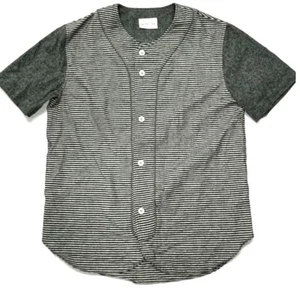 Vanishing Elephant Mens Striped Baseball Shirt Button Front Short Sleeve Size L - Picture 1 of 11
