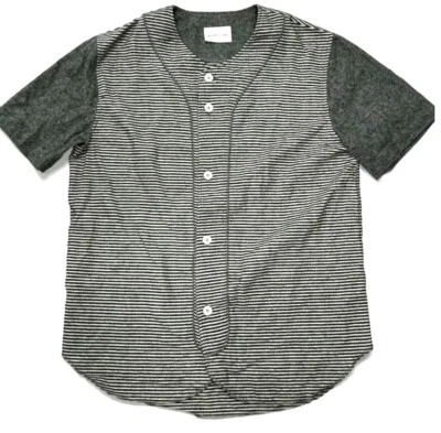 Vanishing Elephant Mens Striped Baseball Shirt Button Front Short Sleeve Size L - Image 1 of 4