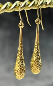 10k Gold Diamond Cut Teardrop Dangle Earrings ARR Turkey - Bild 1 von 12