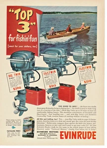 Evinrude Top 3 para motor fueraborda Fshin' Fun Milwaukee WI anuncio 1951 - Imagen 1 de 1