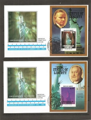 Greanadines Of ST Vincent SC # 550-558 Statue Of Liberty Centenary FDC.  - Image 1 of 4