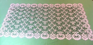 White Rectangular Lace Shawl On Black Tulle 116 X 58 - Picture 1 of 6