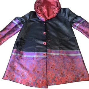 UBU M Coat Reversible Jacquard Crinkle Parisian Pleats Hooded $248 - Picture 1 of 9