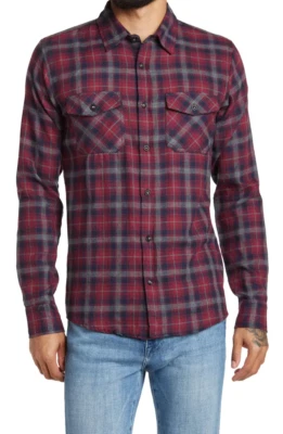 SOVEREIGN CODE Large, BURGUNDY/ NAVY PLAID Print Long Sleeve Shirt - Image 1 of 3