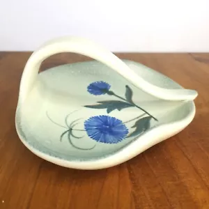 Kornblume Vintage West German Pottery Floral Candy or Trinket Dish With Handle - Picture 1 of 9