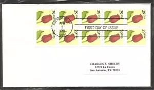 US SC # 2527a Flower. Booklet pane of 10 FDC. No Cachet - Picture 1 of 1