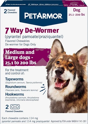 7 Way De-Wormer for Dogs, Oral Treatment for Tapeworm, Roundworm & Hookworm in L - Image 1 of 4