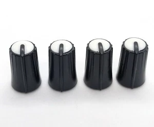 4 Black & White D-Shaft Pot Knobs for 6mm 270° DJ-TECH BEHRINGER SOUNDCRAFT - Picture 1 of 5