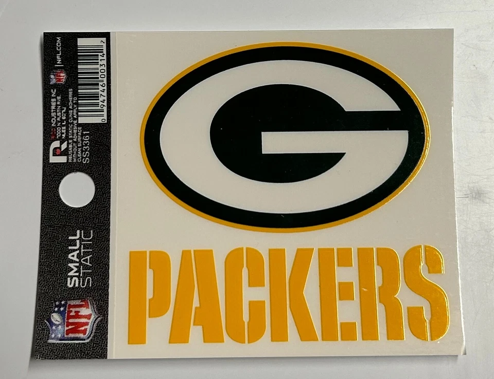 Green Bay Packers Static Cling Decal- 4"x3"- Green Bay Packers Sticker - Image 1 of 1