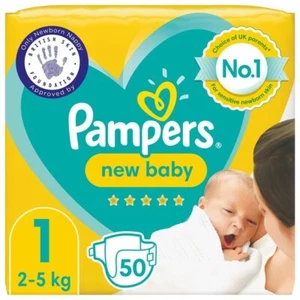 Pampers New Baby Nappies, Size 1 (2-5kg) Essential Pack (50 per pack) - Picture 1 of 2