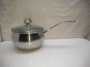 David Burke Stainless Chef Pan 2 Qt Saucepan Saucier Milk Butter Gravy Pot & Lid - Picture 1 of 6