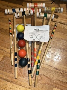 Set croquet in legno vintage, 6 lettori MacGregor. Palla nera mancante - Istruzioni - Foto 1 di 4