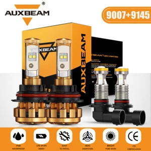 AUXBEAM Combo 9007 9145 LED Headlight Fog Lights Bulbs For Ford F-150 1999-2003 - Picture 1 of 12