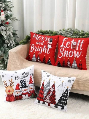 Weihnachtsdeko Kissenbezüge, Blauer Schneemann Kranz Stil, Polyeste bei Billig24 - Bild 1 von 4