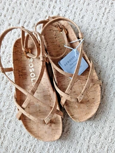 NEU AEROSOLES LEERA KNÖCHELRIEMEN NATURKORK GRÖSSE 6,5 SANDALEN - Bild 1 von 5