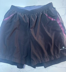Men’s Ronhill Black Running Shorts with lining Large Gym Marathon Run Gym Sports - Picture 1 of 7