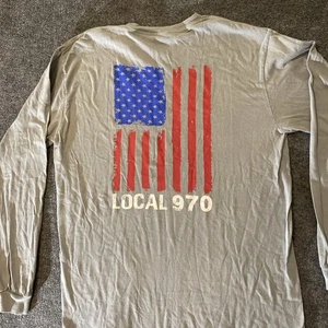 International Longshoremans LOCAL 970 Chapter Men Long Sleeve Large Gray US FLAG - Picture 1 of 15